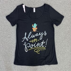 Itsa Girl Thing On Point Cactus Graphic Cap Sleeve Tee Shirt Black Large New